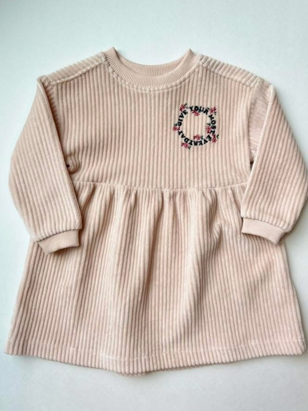 Zara Muted Pink Baby Dress with Floral Detail